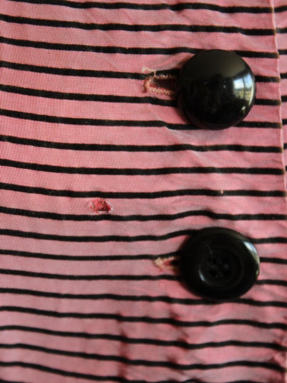 Vintage 1940s Dress, Dolly Myers Inc Pink and Black Striped Silk New Look, Full - Picture 5 of 16